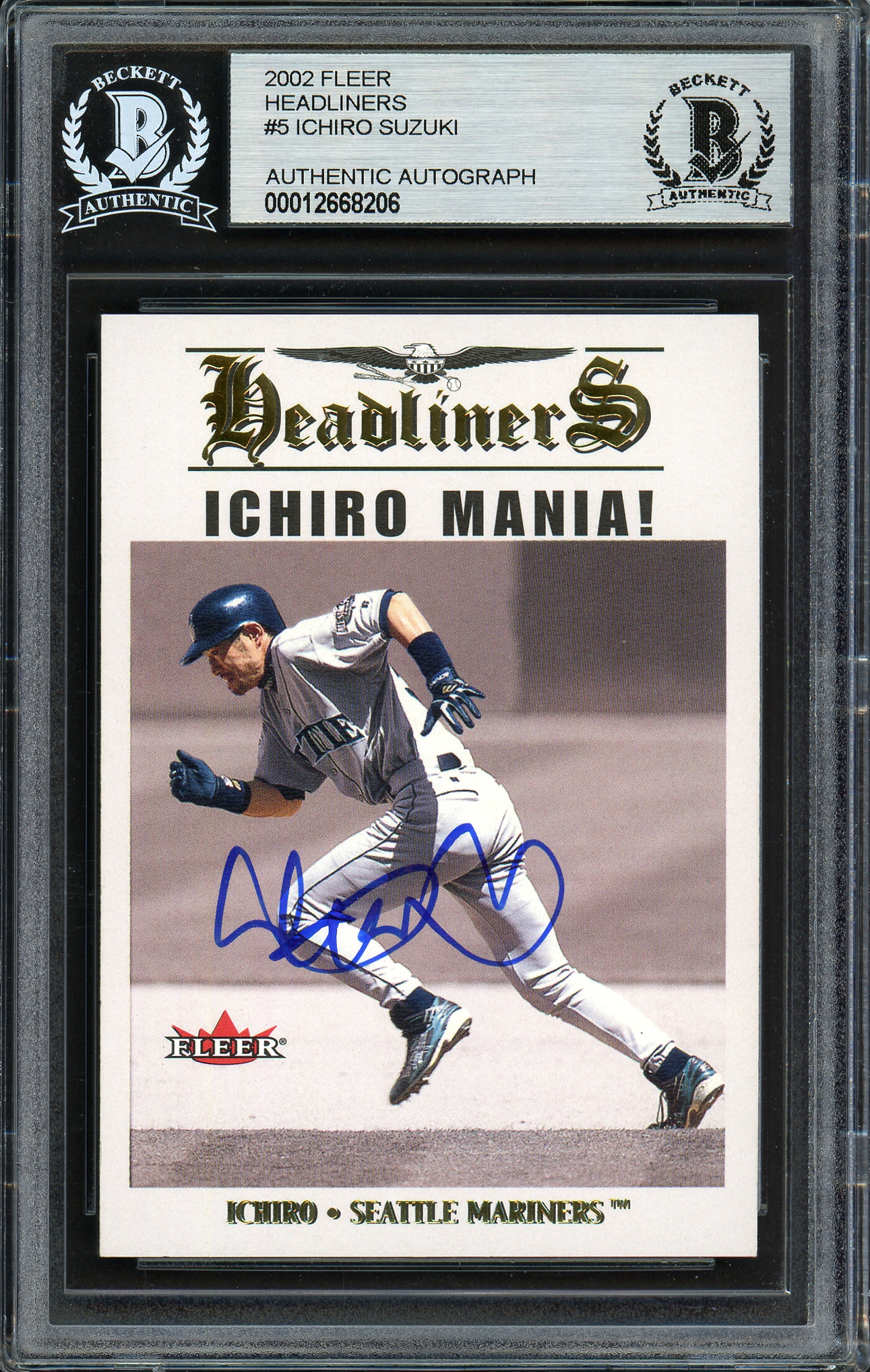 Ichiro Suzuki Autographed 2002 Fleer Headliners Card 5 Seattle