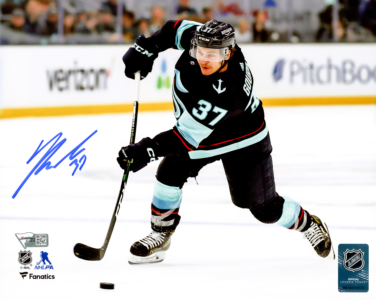 Yanni Gourde Autographed 8x10 Photo Seattle Kraken Shooting Fanatics