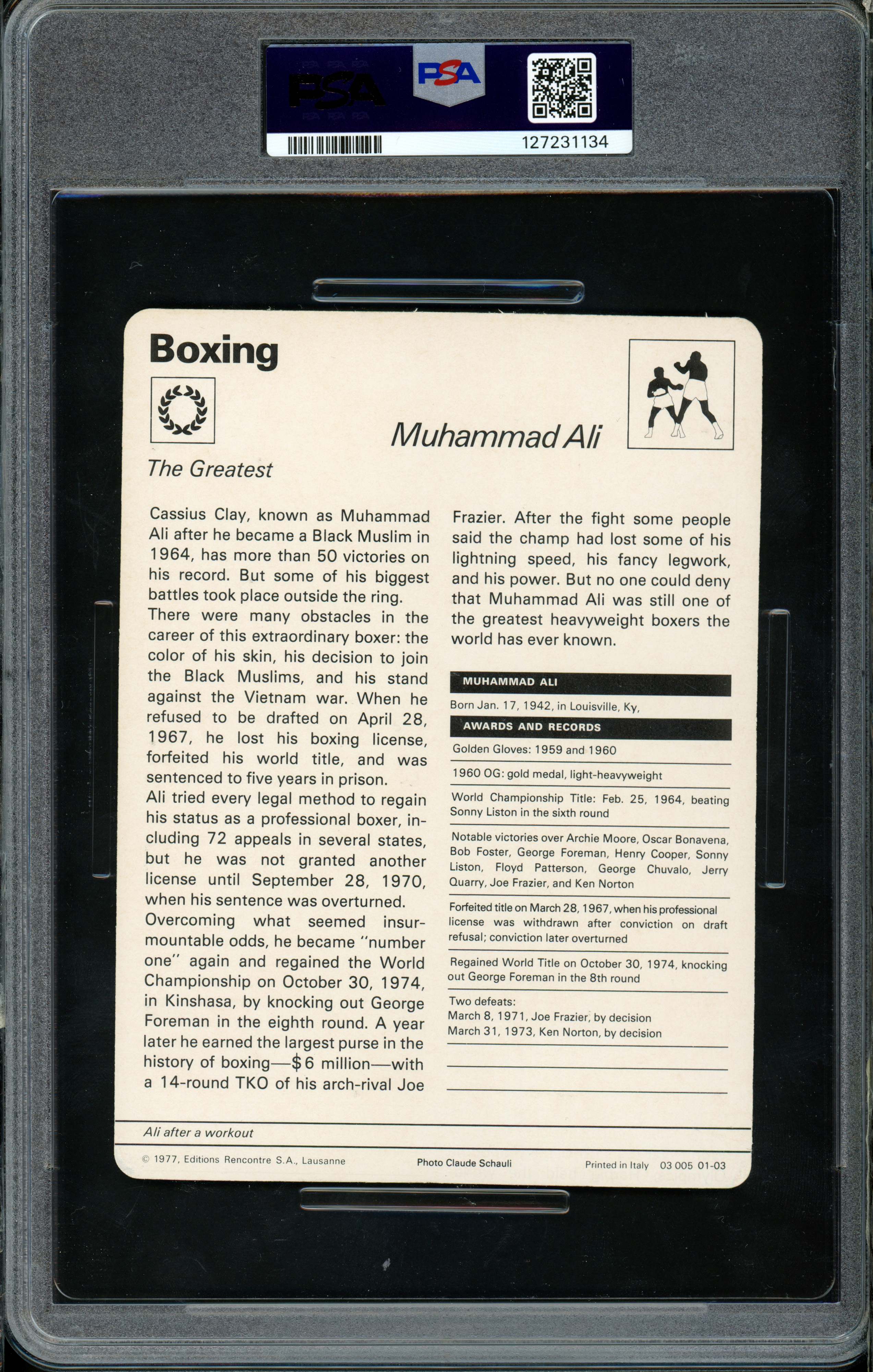 Muhammad Ali 1977-79 Sportscaster Card #01-03 PSA 6 #127231134 - Mill ...