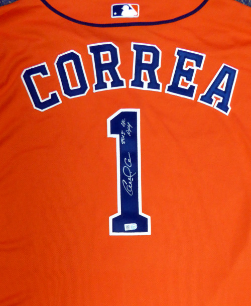 Carlos Correa Autographed Houston Astros Majestic Jersey-JSA W *Silver