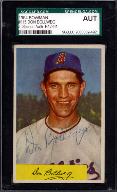 Eddie Joost Autographed 1954 Bowman Card #35 Philadelphia A's SKU #198266 -  Mill Creek Sports