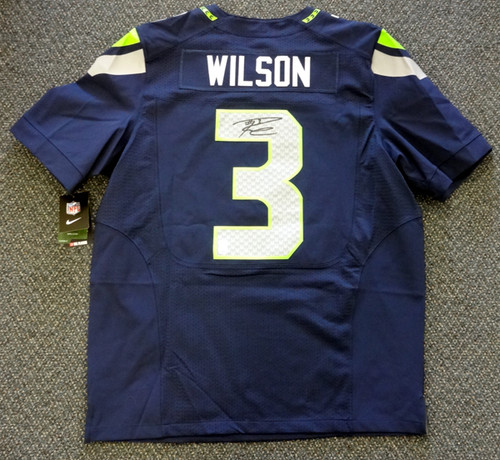 Russell Wilson Navy Denver Broncos Autographed Nike Elite Jersey