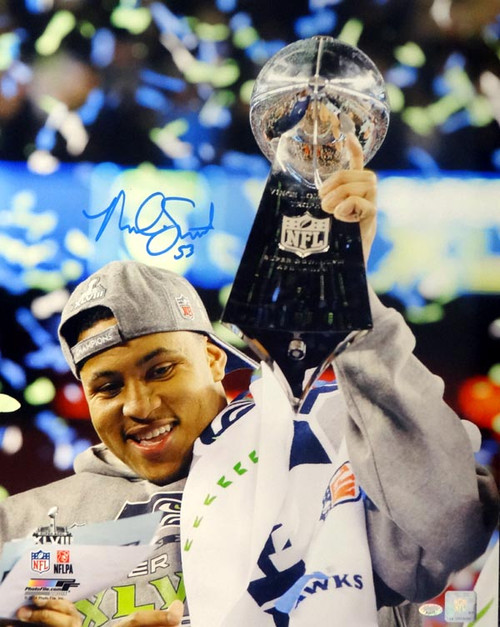 Malcolm Smith Autographed 13x14.5 Photo Seattle Seahawks Super Bowl XLVIII  Fanatics Holo Stock #177454 - Mill Creek Sports