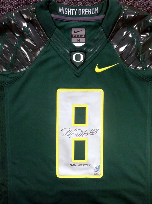 Oregon Ducks Marcus Mariota Autographed Yellow Nike Jersey 2014 Heisman  Size M MM Holo Stock #89859