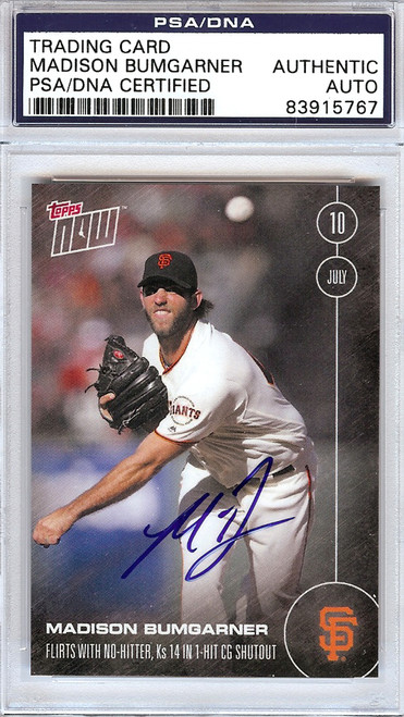 Madison Bumgarner Autographed 2016 Topps Now Card #119 San