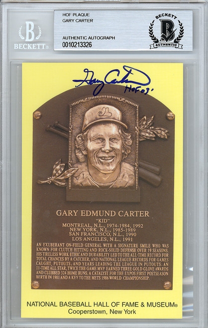 Gary Carter signed Card, New York Mets, Expos, Beckett AUTO 10