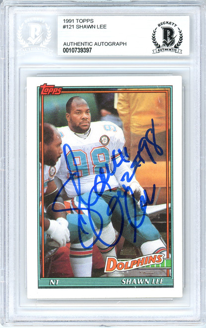 David Griggs Autographed 1991 Topps Rookie Card #128 Miami Dolphins Beckett  BAS #10739393 - Mill Creek Sports