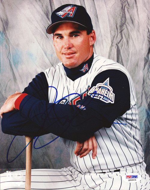 Tim Salmon Signed Autographed 8X10 Photo Anaheim Angels World Series Trophy  JSA