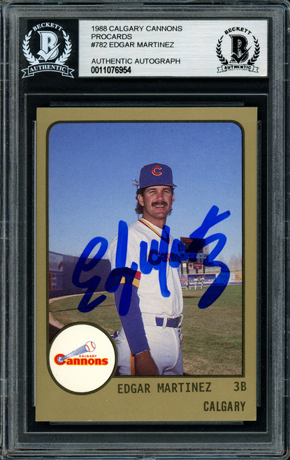 Edgar Martinez Autographed 1988 Fleer Rookie Card #378 Seattle Mariners  Beckett BAS Stock #147098 - Mill Creek Sports