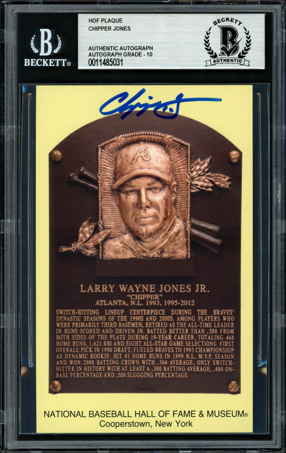 Chipper Jones Autographed HOF Plaque Postcard Atlanta Braves Gem