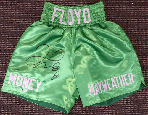 Floyd Mayweather Jr. Signed The Money Team Hulbot Boxing Trunks