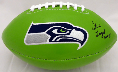 Steve Largent Autographed Seattle Seahawks White Logo Football HOF 95 MCS  Holo Stock #112483