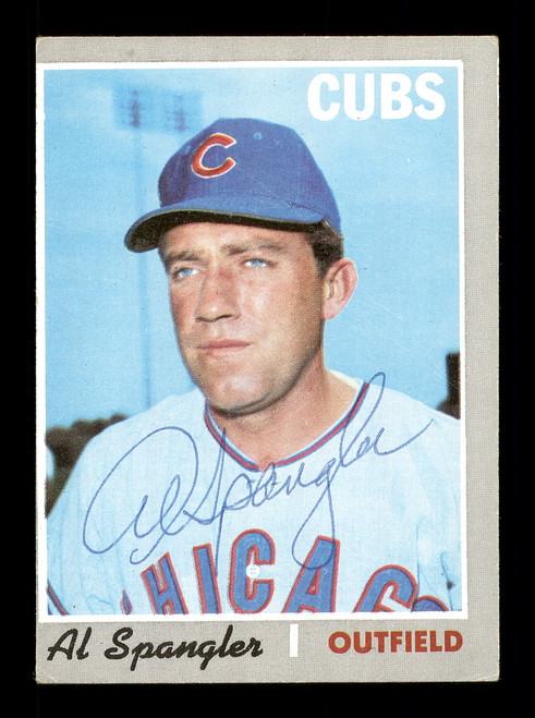 Al Spangler Autographed 1970 Topps Card #714 Chicago Cubs SKU