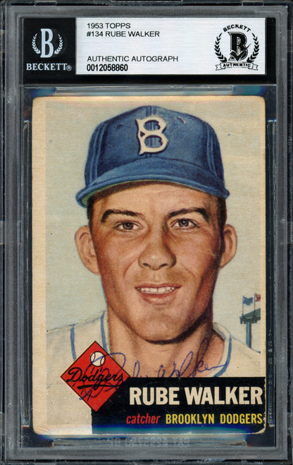 Al Rube Walker Autographed 1956 Topps Card #333 Brooklyn Dodgers Beckett  BAS #13610257