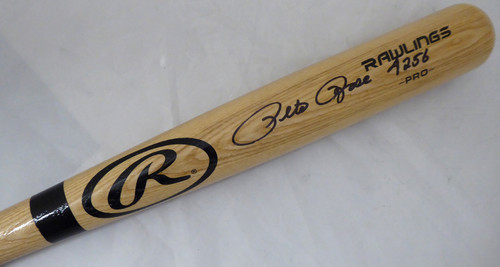 Pete Rose Autographed Blonde Rawlings Bat Cincinnati Reds 4256 In Blue PR  Holo Stock #177051