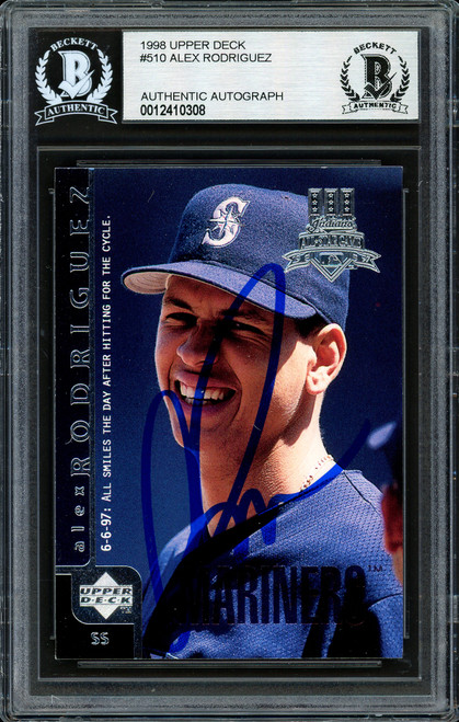 Alex Rodriguez Autographed 1998 Upper Deck Pepsi Foil Card #PM13 Seattle  Mariners Beckett BAS #12410317 - Mill Creek Sports