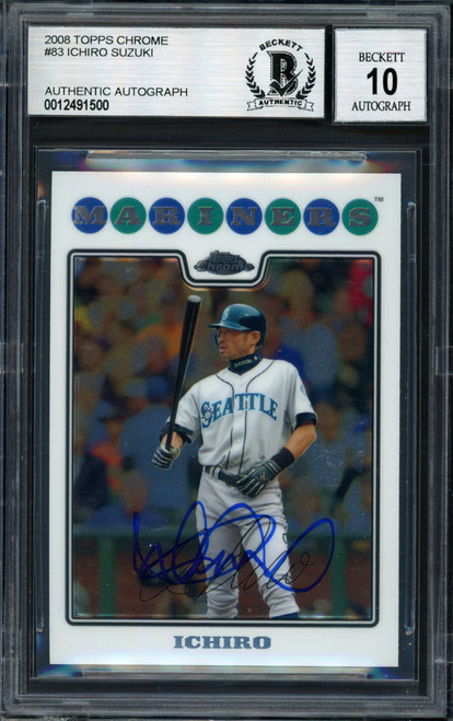 Ichiro Suzuki Autographed 2008 Topps Chrome Card #83 Seattle