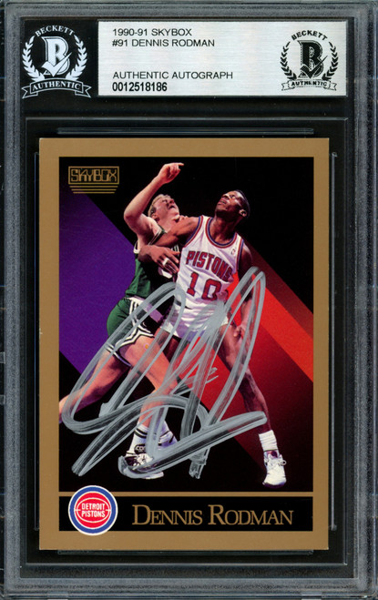 Dennis Rodman Autographed 1991-92 Skybox Card #608 Detroit Pistons