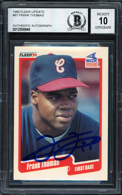 Frank Thomas Autographed 1990 Bowman Rookie Card #320 Chicago White Sox  Auto Grade Gem Mint 10 Beckett BAS Stock #218677