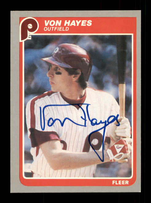 Von Hayes Signed 1987 Topps Baseball Card - Philadelphia Phillies