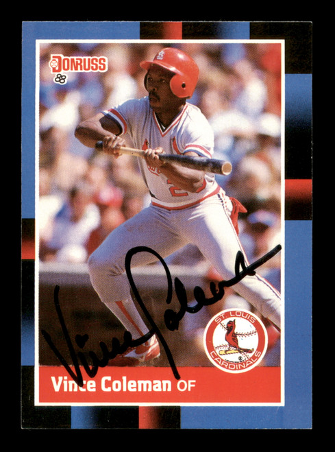 Vince Coleman Autographed 1988 Donruss Card #293 St. Louis Cardinals SKU  #188511 - Mill Creek Sports