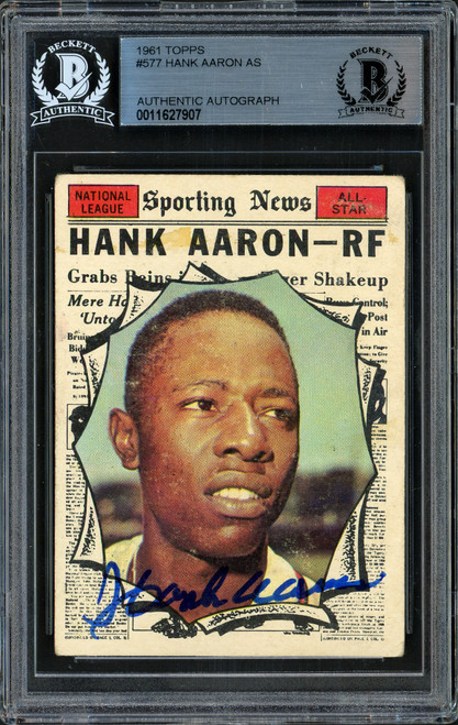 Hank Aaron Autographed 1958 Topps Card #30 Milwaukee Braves Beckett BAS  #11627888 - Mill Creek Sports