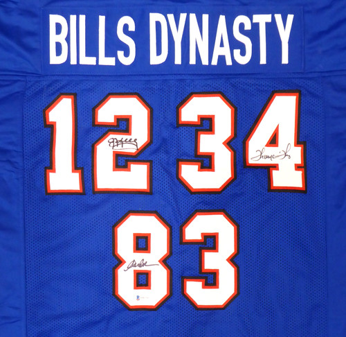 Buffalo Bills Jim Kelly Autographed Framed Blue Jersey Beckett BAS QR Stock  #209465 - Mill Creek Sports