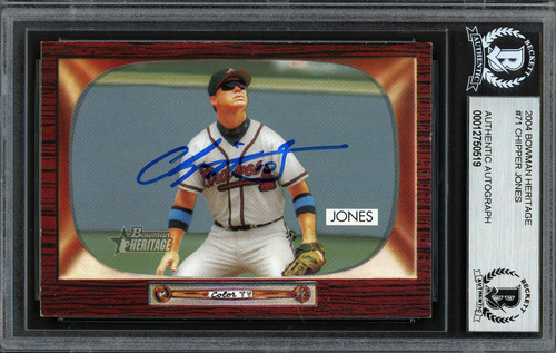 Chipper Jones Autographed Signed 2003 Bowman Heritage Card #113