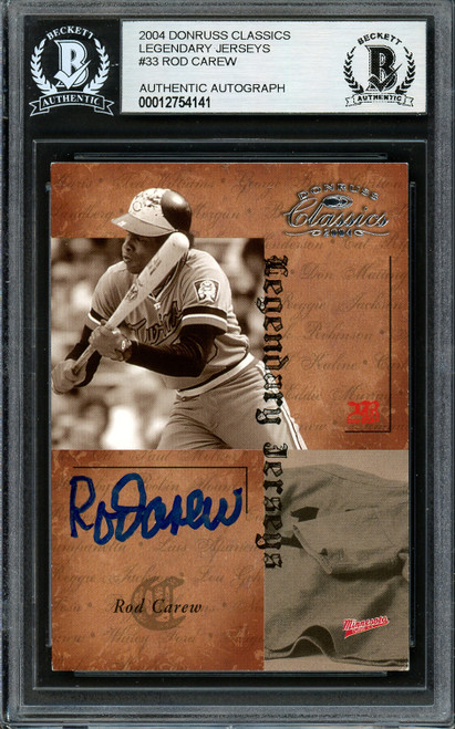 Rod Carew Autographed 2004 Fleer Greats of the Game Card #136 Minnesota  Twins Beckett BAS Stock #193311