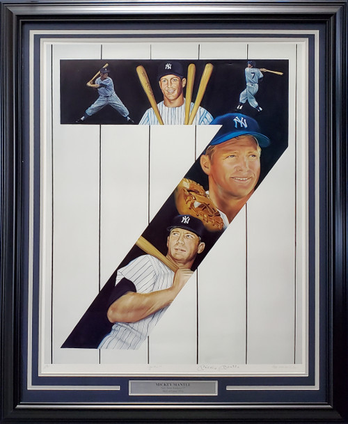 Mickey Mantle Autographed Framed 25x32 Lithograph Photo New York