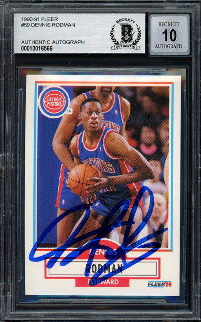Dennis Rodman Autographed 1990-91 Fleer Card #59 Detroit