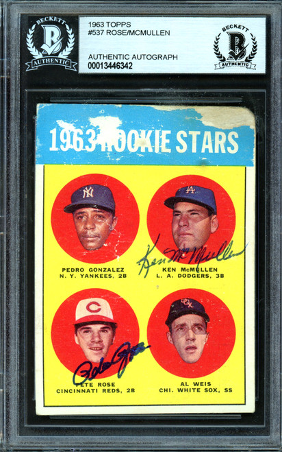 Pete Rose Rookie Card 1963 Topps Rookie Stars #537 Cincinnati Reds REPRINT  - Ships in Mint Brand New Holder