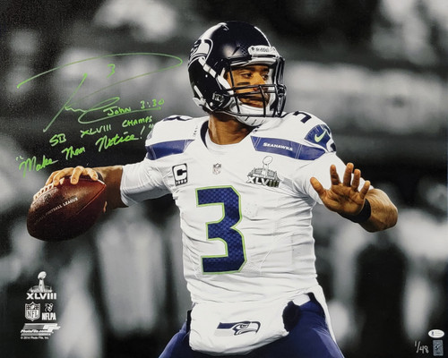 Seattle Seahawks Russell Wilson Autographed Blue Nike Jersey Size XL (Light  Signature) Beckett BAS #WE98452 - Mill Creek Sports