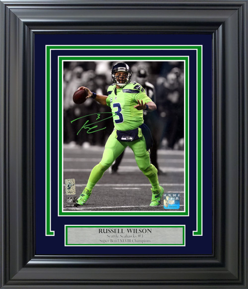 Russell Wilson Autographed 16x20 Photo Seattle Seahawks Action Green Color  Rush PGA Patch RW Holo Stock #159121 - Mill Creek Sports