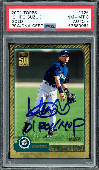 Ichiro Suzuki Autographed 2001 Topps Gold Rookie Card #726 Seattle 