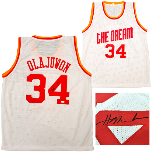Houston Rockets Hakeem Olajuwon Autographed White Jersey The Dream JSA  Stock #202339 - Mill Creek Sports
