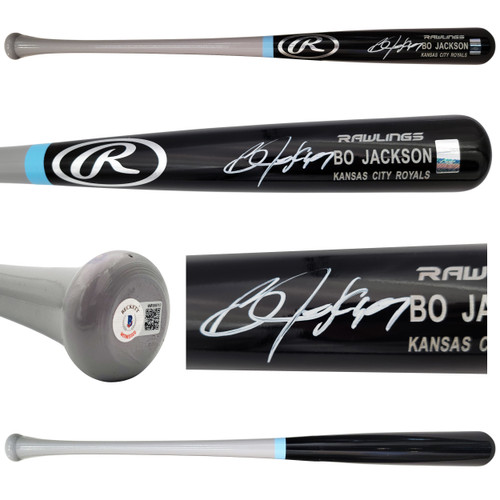 Bo Jackson Autographed Natural Rawlings Player Model Bat Kansas City Royals  Beckett BAS Witness Stock #218035