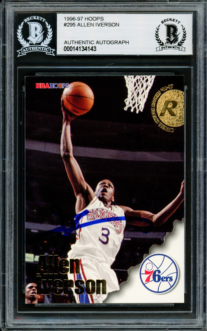 Allen Iverson Autographed 1996-97 Hoops Rookie Card #295