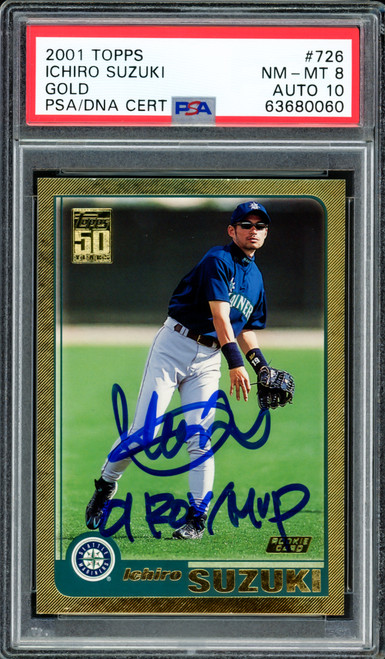 Ichiro Suzuki Autographed 2001 Topps Gold Rookie Card #726