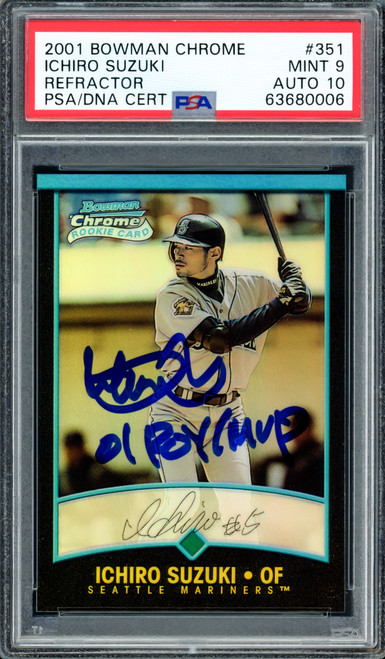 スポーツ選手 ICHIRO AUTOGRAPH CARD Ichiro Suzuki Autographed 2001 Bowman Chrome Refractor