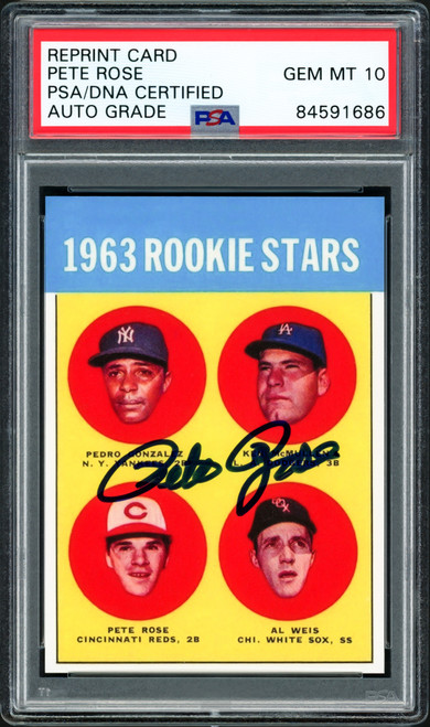 Pete Rose Autographed 1963 Topps Rookie Retro Reprint Card #537