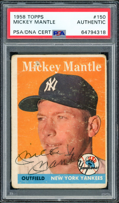Mickey Mantle Autographed 1991 Topps Archives 1953 Rookie Reprint Card #82  New York Yankees Beckett BAS #15500408 - Mill Creek Sports