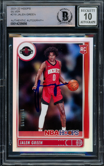 Jalen Green Autographed 2021-22 NBA Hoops Silver Rookie Card #218