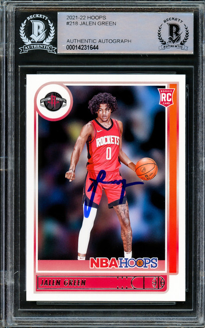 Jalen Green Autographed 2021-22 NBA Hoops Rookie Card #218 Houston