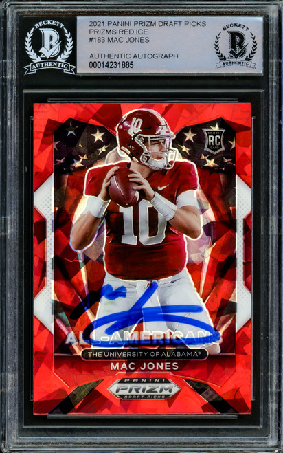 Mac Jones Autographed 2021 Panini Prizm Draft Picks Red Cracked