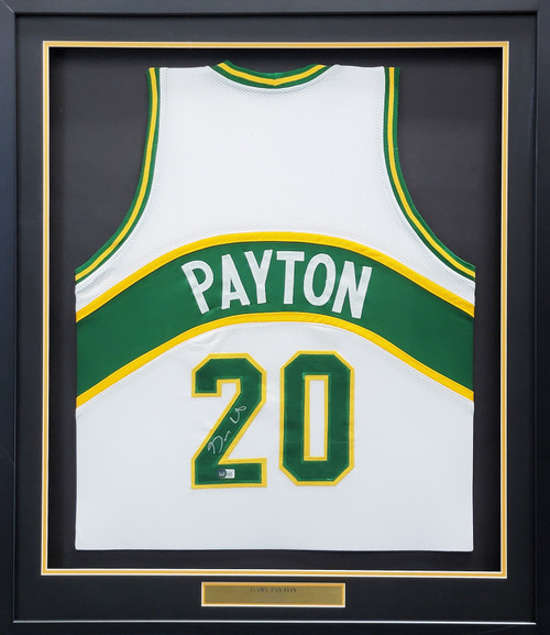Framed Gary Payton Seattle Supersonics Autographed Mitchell & Ness  Authentic Jersey with HOF 13 Inscription