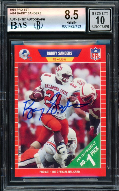 Barry Sanders Autographed 1989 Pro Set Rookie Card #494