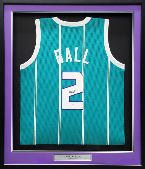 Charlotte Hornets LaMelo Ball Autographed Framed Teal Jersey JSA