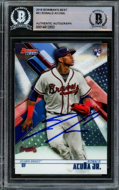 Ronald Acuna Jr. Autographed 2018 Topps Chrome Update Rookie Card #HMT25  Atlanta Braves Beckett BAS #14612557