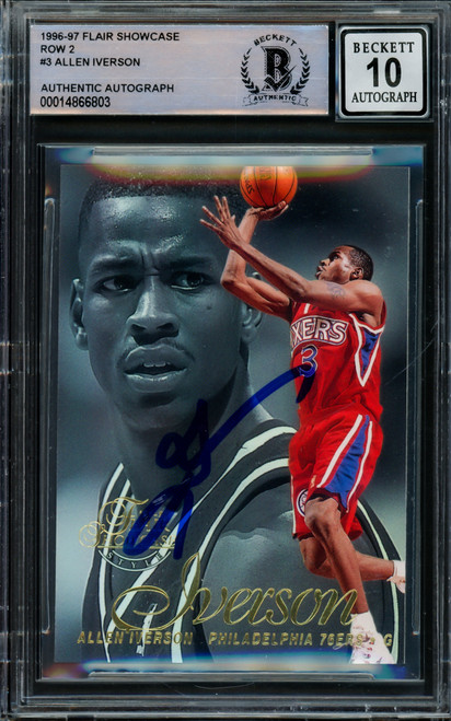 Allen Iverson Autographed 1996-97 Flair Showcase Rookie Card #Row